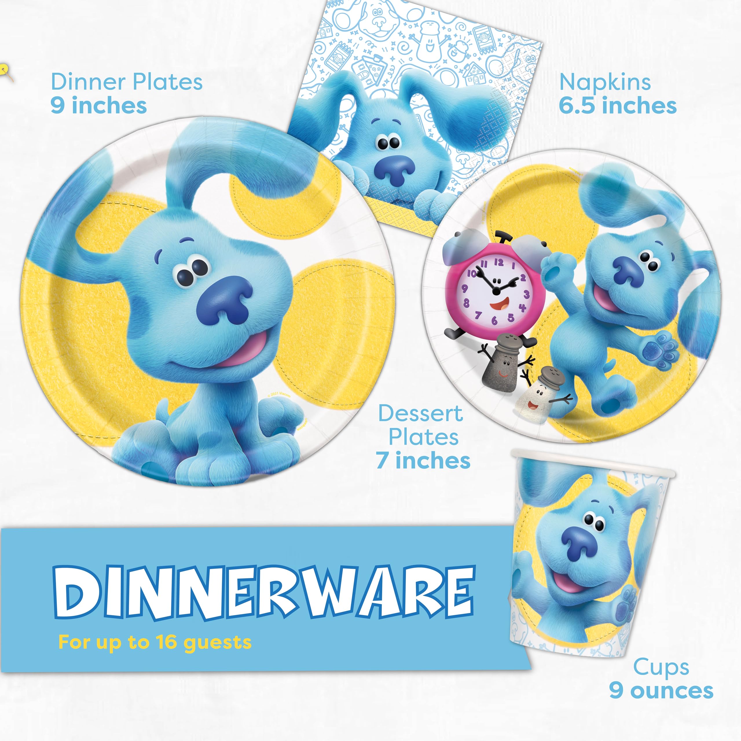 Blues Clues Birthday Party Decorations Kit - Officially Licensed Party Supplies Set for 16 Guests with Table Cover, Banner, Plates, Napkins & Stickers | Perfect for Kids Birthday Celebrations, Themed Parties and Family Gatherings
