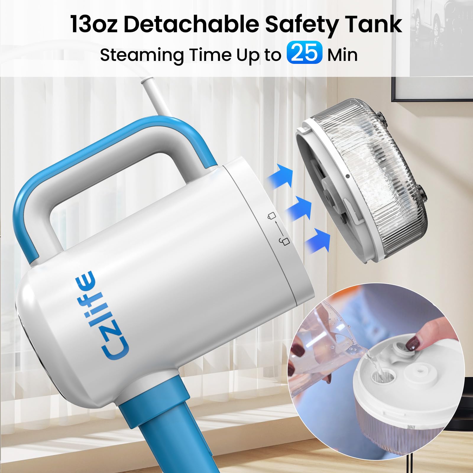 **Z7 Steam Mop for Floor Cleaning - 13-in-1 Multi-Surface Steam Cleaner for Tile, Grout, Hardwood, Laminate, Furniture, Couch, Clothes & Carpet | Corded Floor Steamer Machine (Blue) | Perfect for Home, Kitchen, Bathroom & Car Detailing**