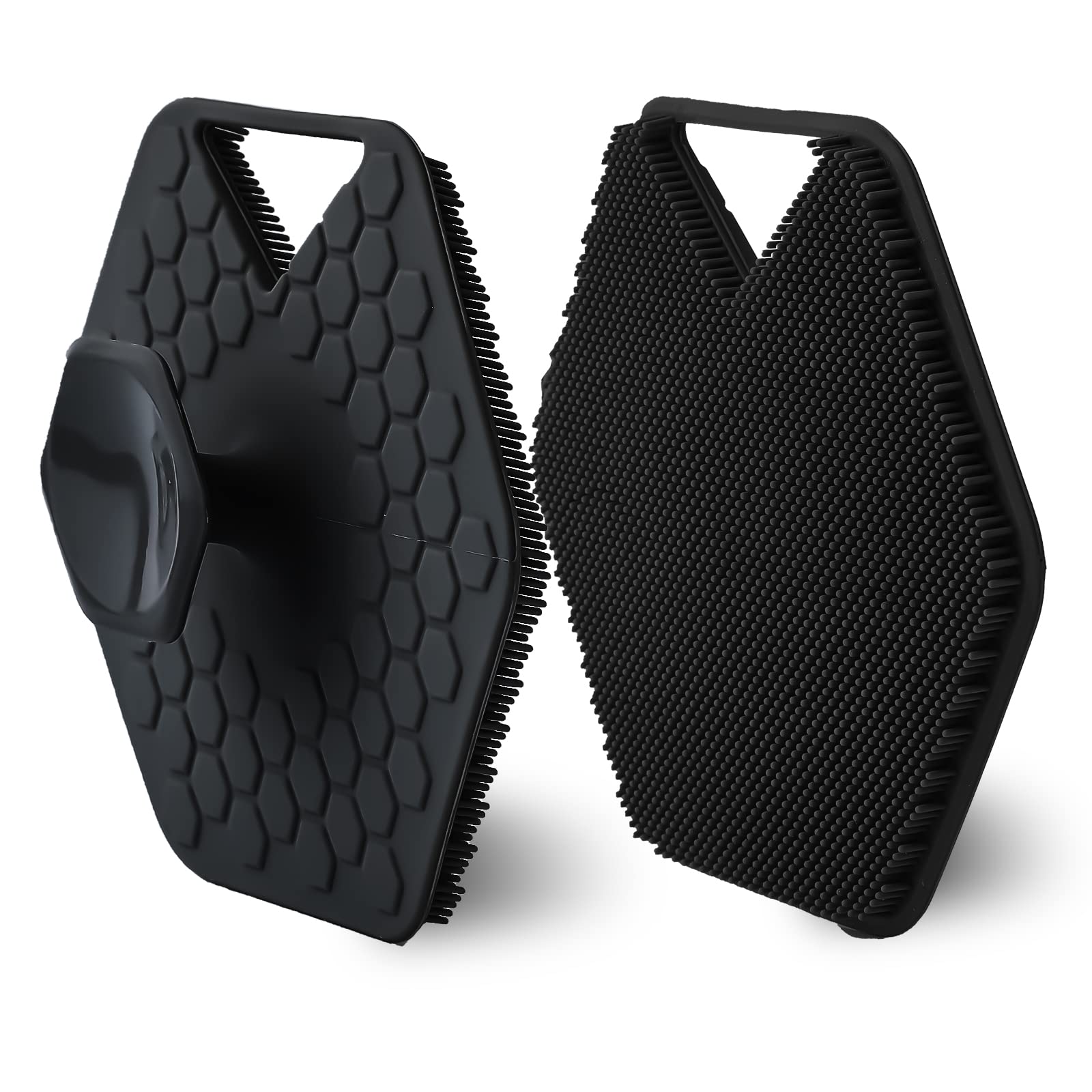 Soft Silicone Body Scrubber - Exfoliating Massage Pad for Shower & Deep Skin Cleaning (Black) - Wall Mountable for Easy Use