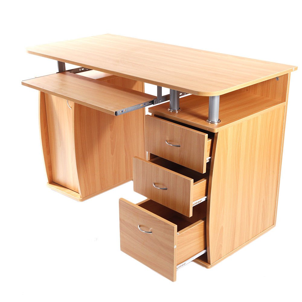 Adumly Home Office Computer Desk with 3 Drawers - 47 Inch Wooden Study Table for Laptop & PC Workstation - Perfect for Small Spaces, Remote Work & Student Dorm Rooms