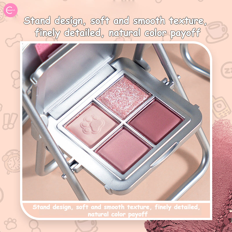 SANFU MYY 4-Color Eyeshadow Palette with Mobile Stand - Portable Makeup Kit for Travel, Party & Everyday Use