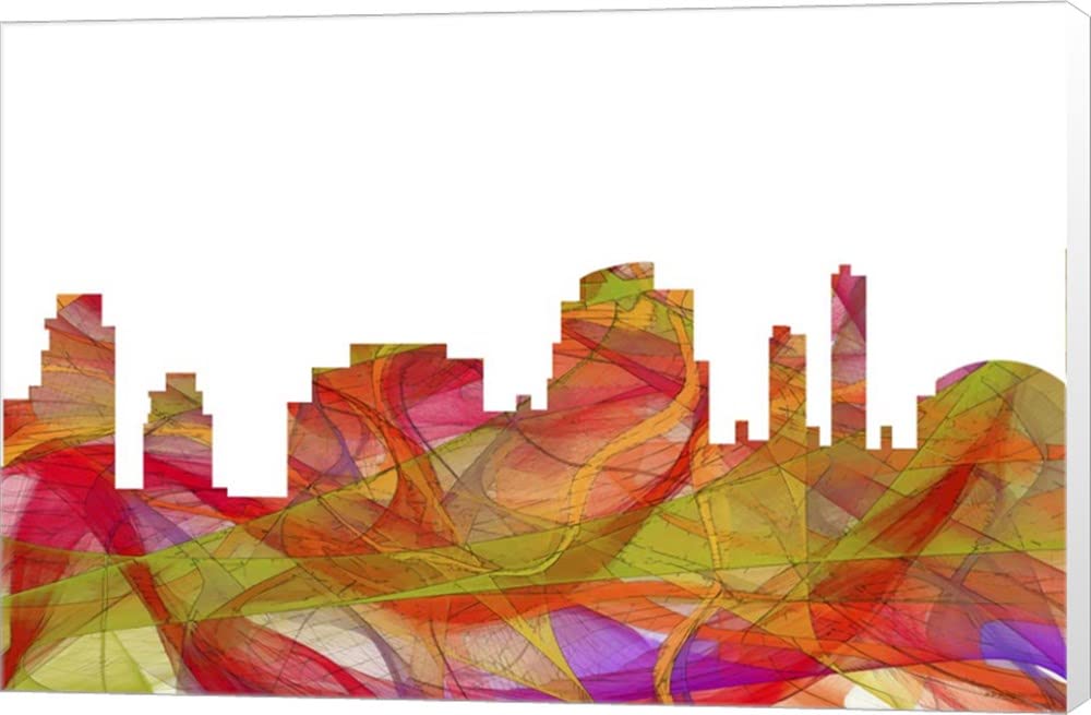 Tempe Arizona Skyline Canvas Art - Summer Swirl by Marlene Watson, 18x12 Inch Museum Wrapped Wall Decor for Living Room, Bedroom & Office