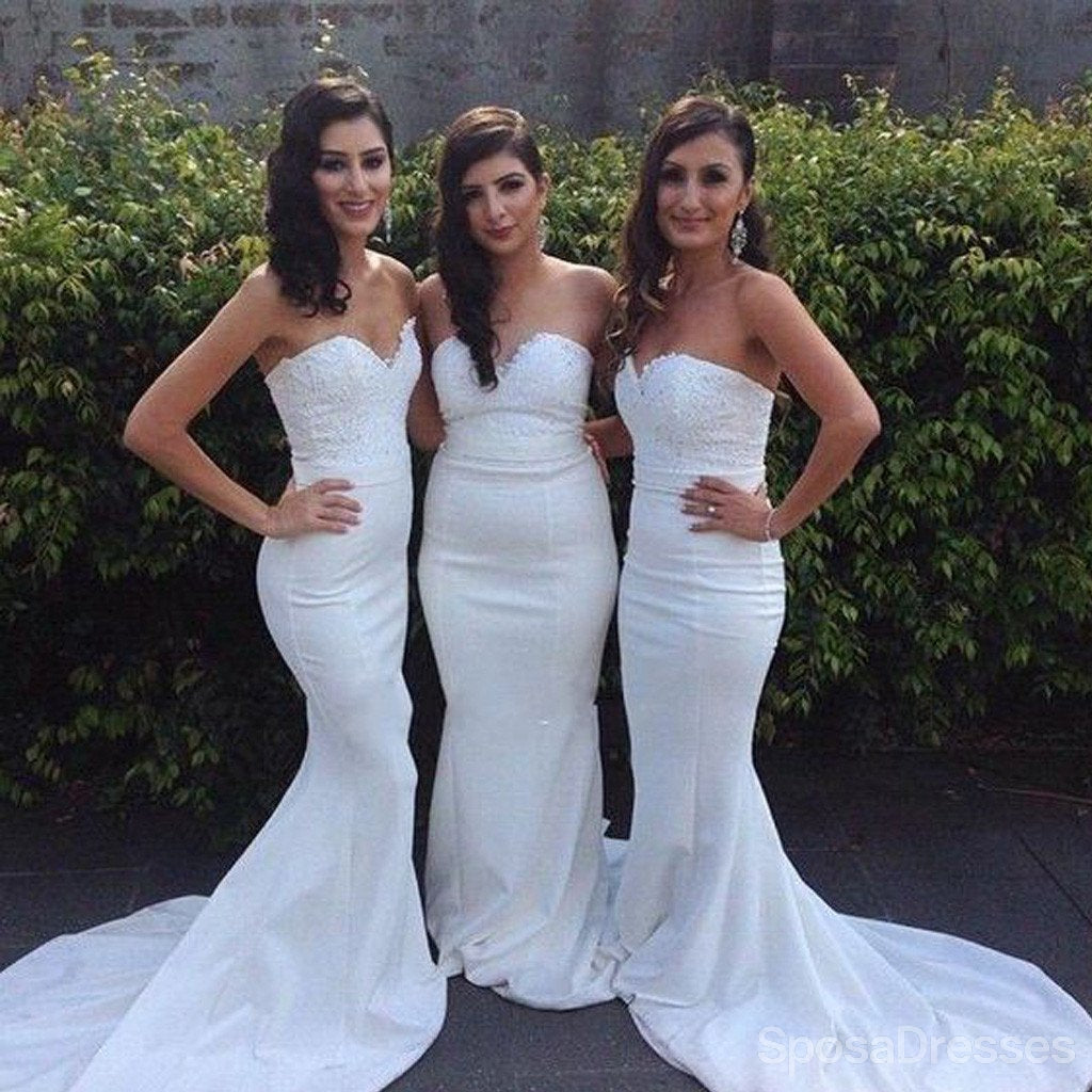 Elegant White Sweetheart Mermaid Bridesmaid Dresses - WG176 | Perfect for Weddings, Proms & Formal Events