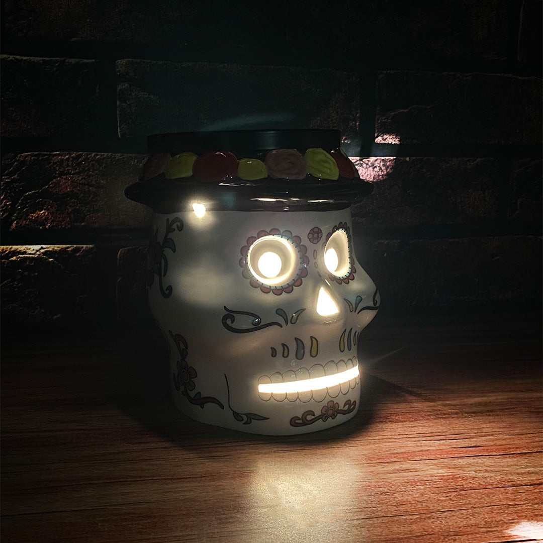 Premium Cello Sugar Skull Electric Wax Melt Burner - Perfect for Home, Office & Halloween Decor
