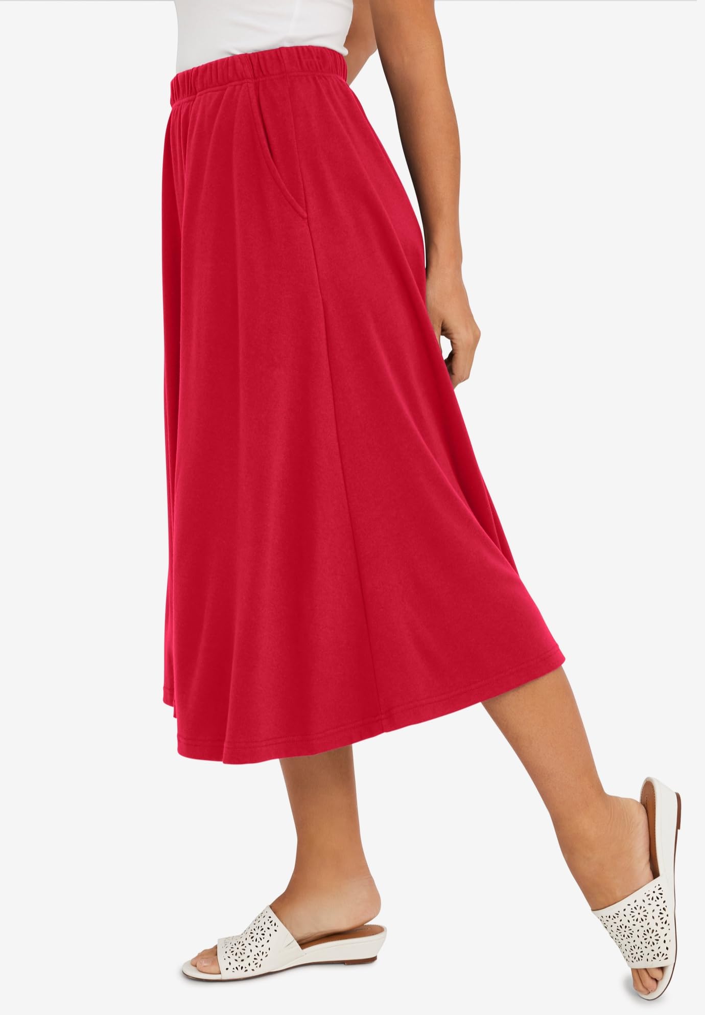 Jessica London Plus Size Soft Midi Skirt for Women - Casual & Office Wear
