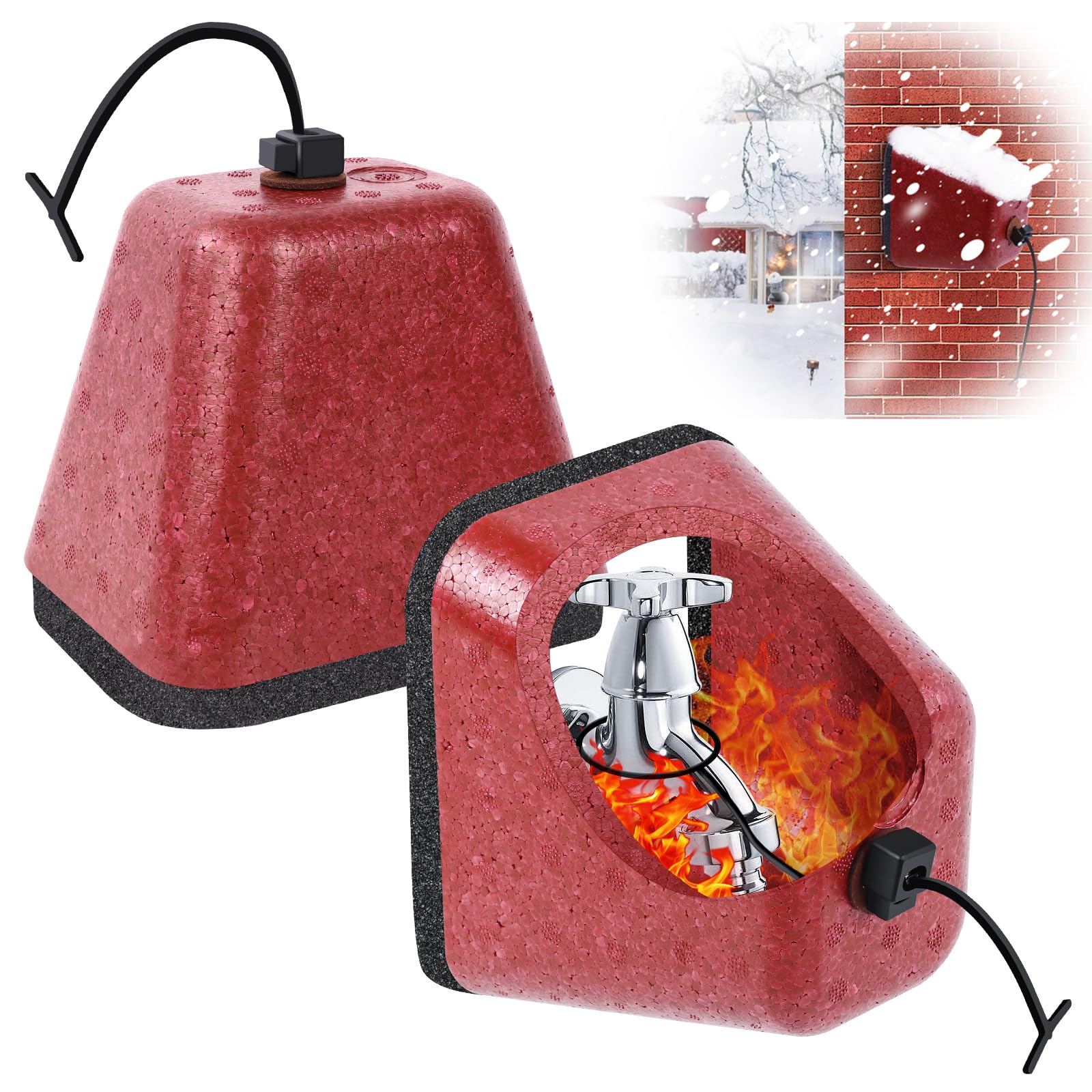 Insulated Foam Faucet Covers for Winter - 2 Pack Freeze Protection Spigot Covers for Hose Bibs & Water Pipes | Reusable Outdoor Faucet Protector for Cold Weather, Home & Garden Use