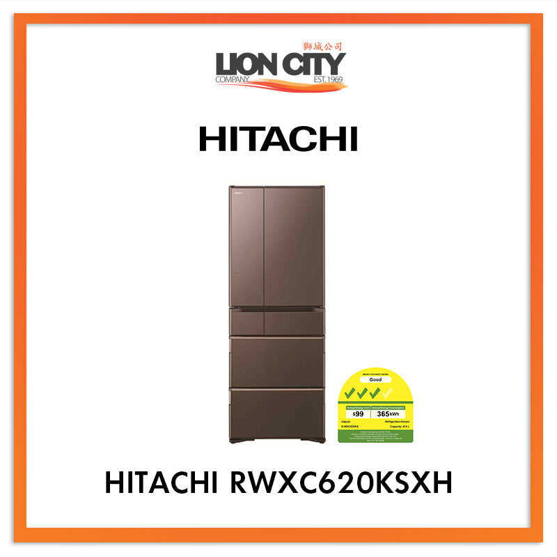 Hitachi 474L Multidoor IoT Smart Refrigerator RWXC620KSXH - Japanese Made Energy Efficient Fridge for Smart Kitchen & Modern Home