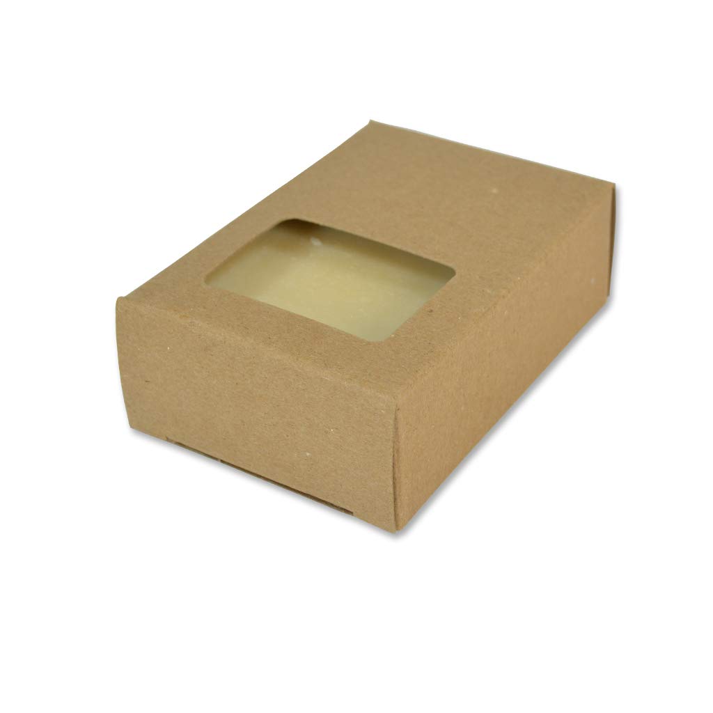 Eco-Friendly Kraft Rectangle Window Soap Boxes - 100% Recycled Material Homemade Soap Packaging - 25-Pack for Handmade Soap Making Supplies - Made in USA | Perfect for Artisan Soap Gifts, Craft Fairs & Small Business Packaging