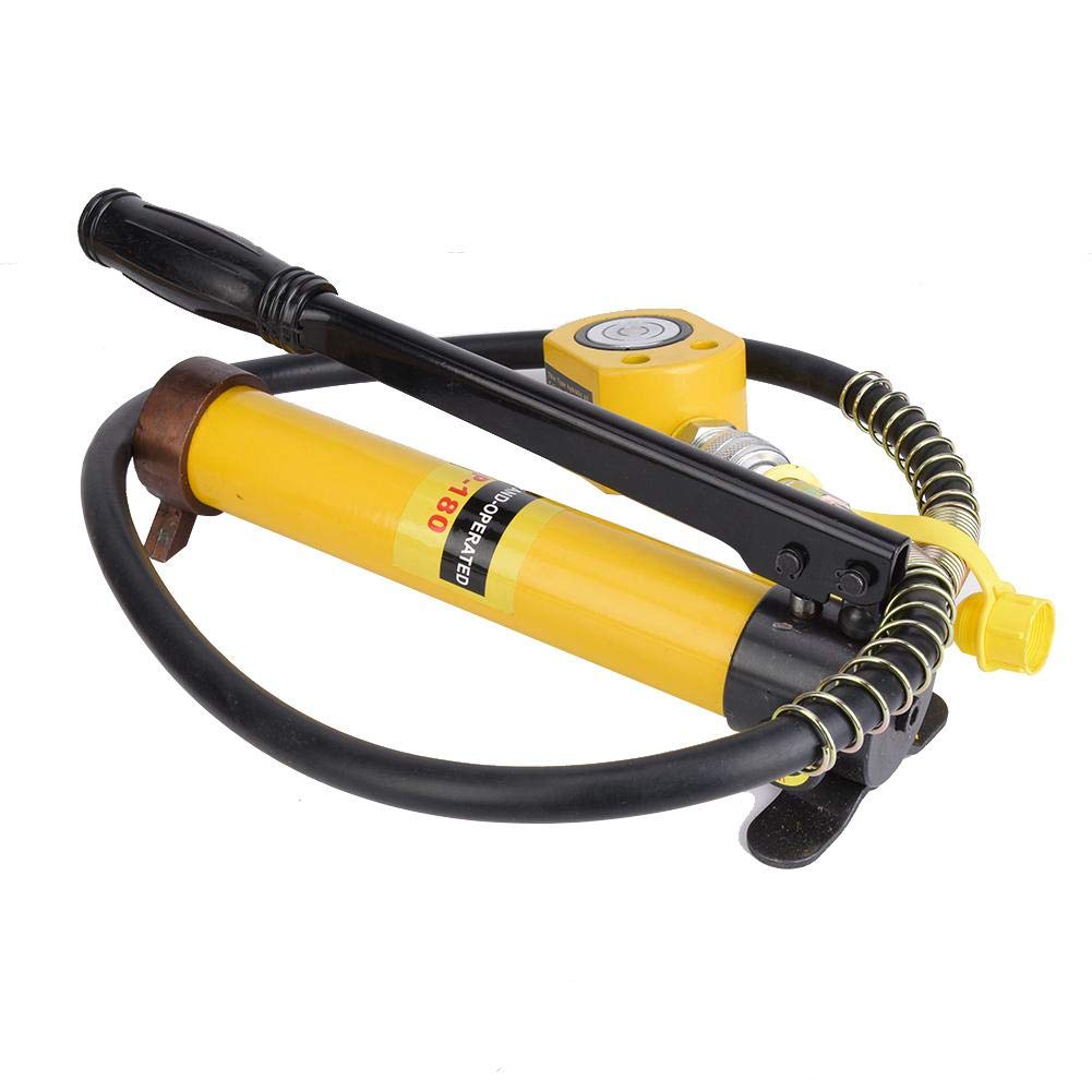 10 Ton Hydraulic Jack with Manual Pump - 11mm Stroke Mini Portable Hydraulic Cylinder for Car Lifting & Repair | Heavy Duty Vehicle Maintenance Tool for Garage, Auto Shop & Home Use