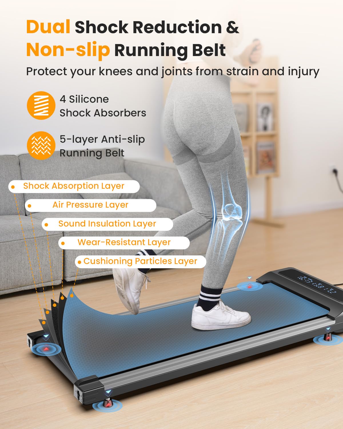 Under Desk Treadmill for Home Office - 2 in 1 Walking Pad Treadmill with Remote Control, LED Display & 2.5HP Quiet Motor, Portable Mini Treadmill for Under Desk Use (265 lbs Capacity) - Perfect for Work from Home, Office Exercise & Small Space Workouts