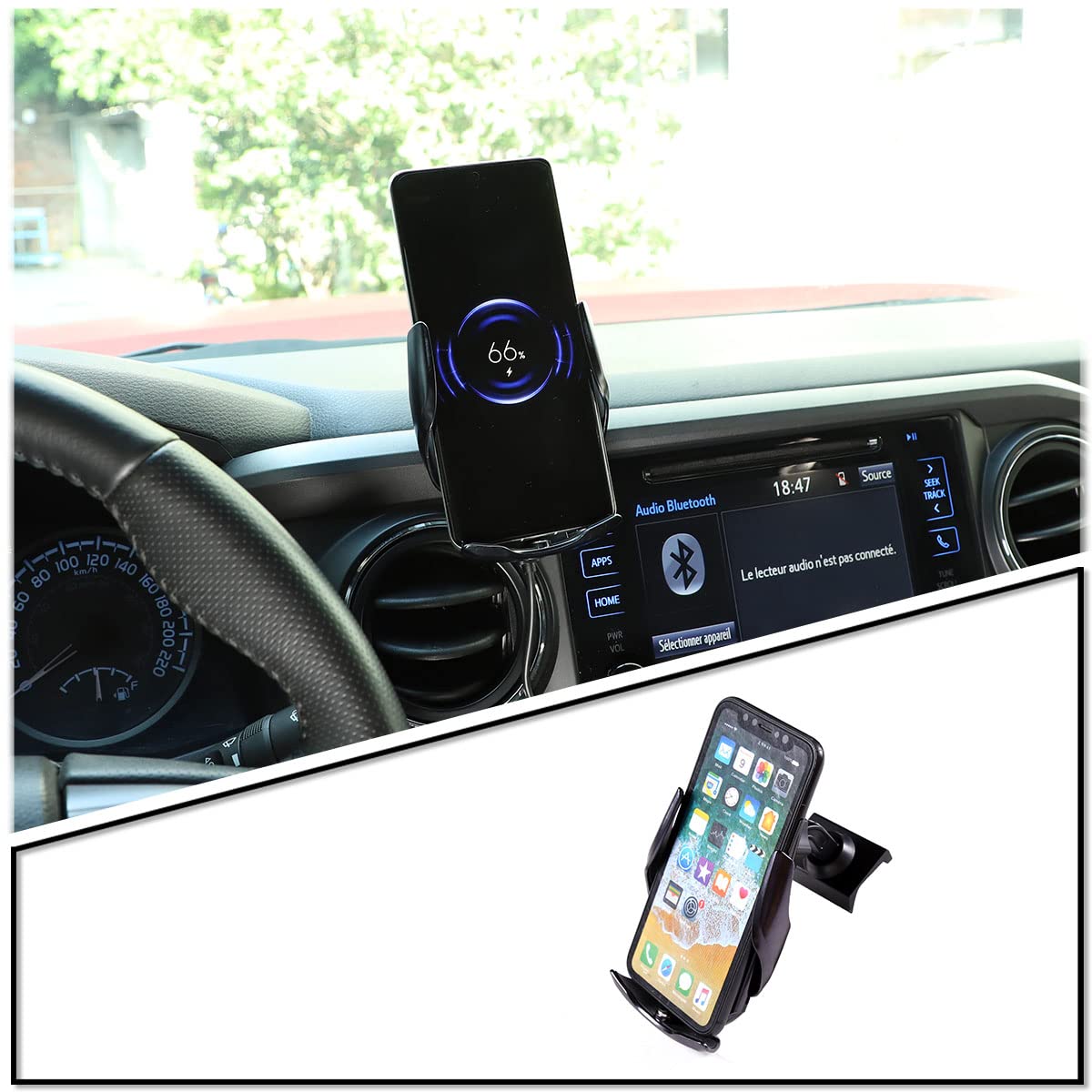 15W Fast Wireless Car Charger Mount - Magnetic Phone Holder for All Mobile Phones, Compatible with Toyot@ Tacom@ 2015-2023 | Hands-Free Charging for Safe Driving & Long Road Trips