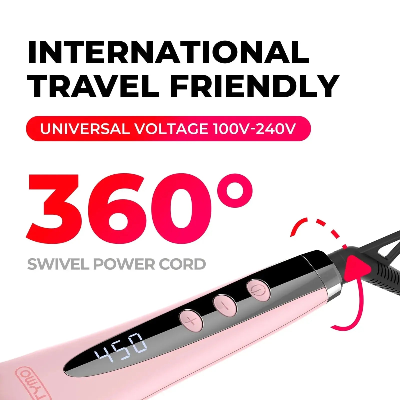 TYMO Ionic Pink Hair Straightener Brush - Salon-Quality Straightening for Smooth, Shiny Hair at Home | Perfect for Daily Styling, Travel & Gifting
