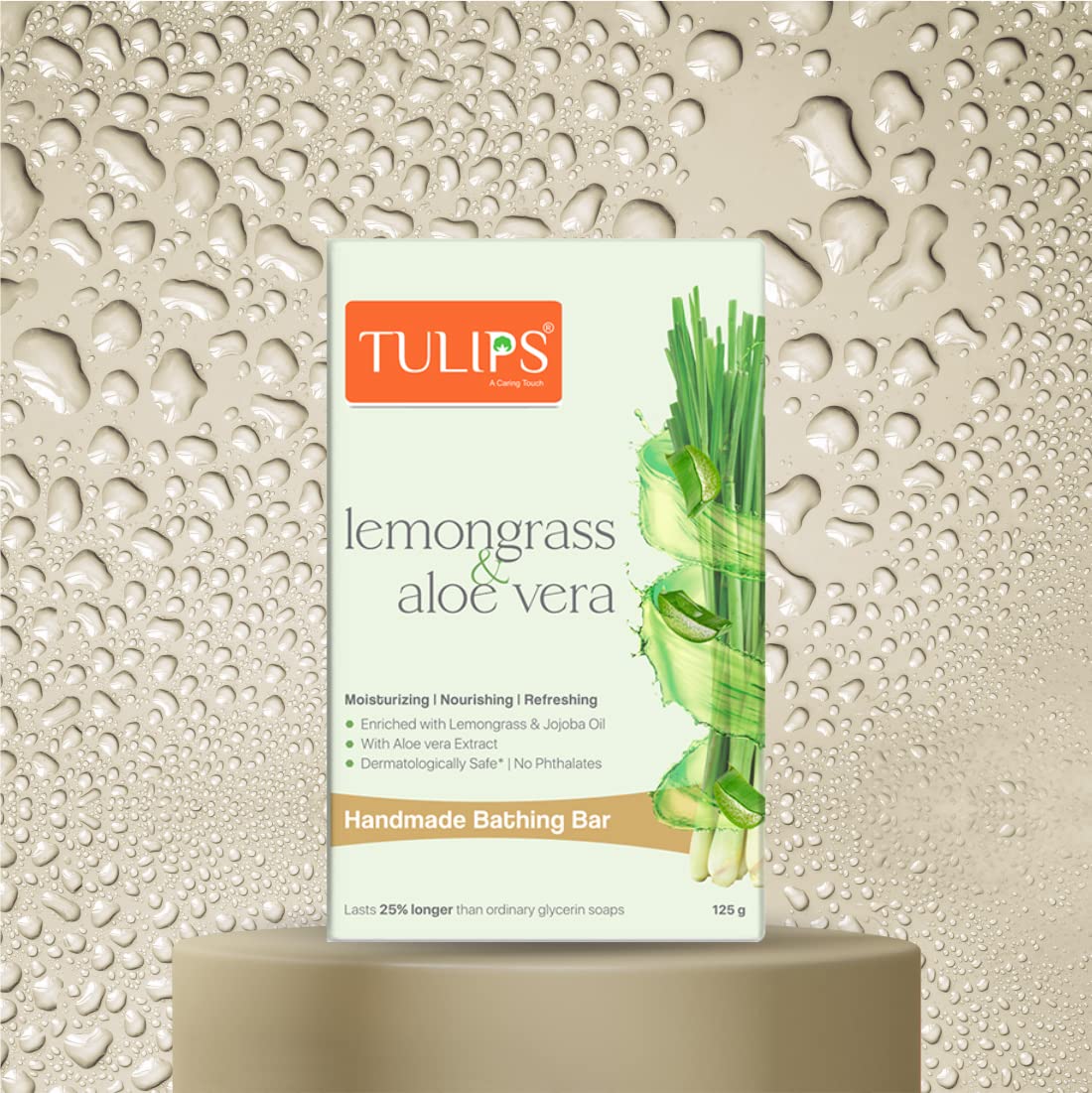TULIPS Moisturizing Handmade Soap Bar with Lemongrass & Aloe Vera - Pack of 4 | Natural Skin Nourishing, Refreshing Bath & Shower Soap for Dry Skin Care | Perfect for Daily Use, Spa Days & Gift Giving