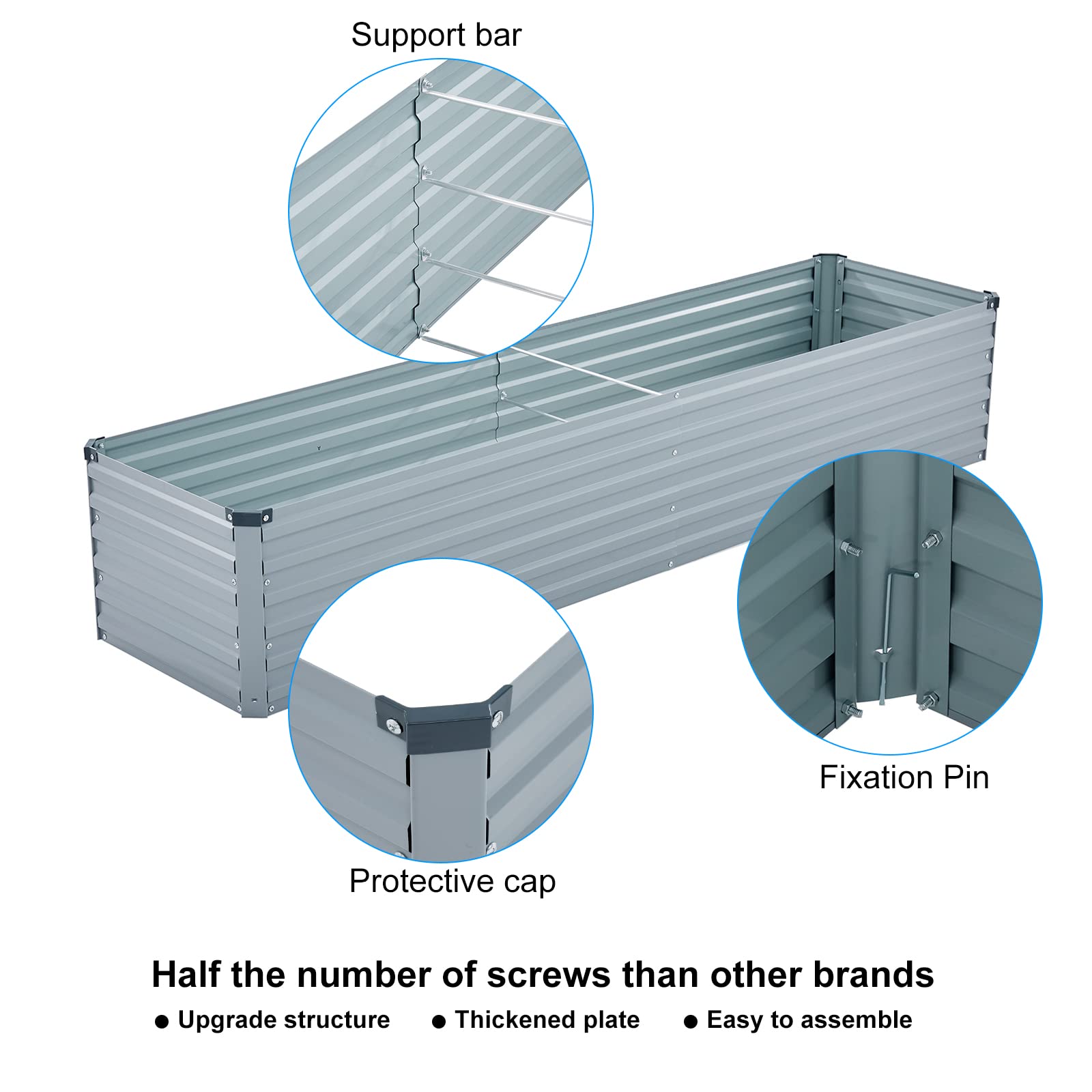 Galvanized Metal Raised Garden Bed Kit - 12x2x1ft Large Outdoor Elevated Planter Box for Vegetables, Herbs & Flowers | Grey Color | Perfect for Backyard Gardening, Urban Farming & Patio Planting