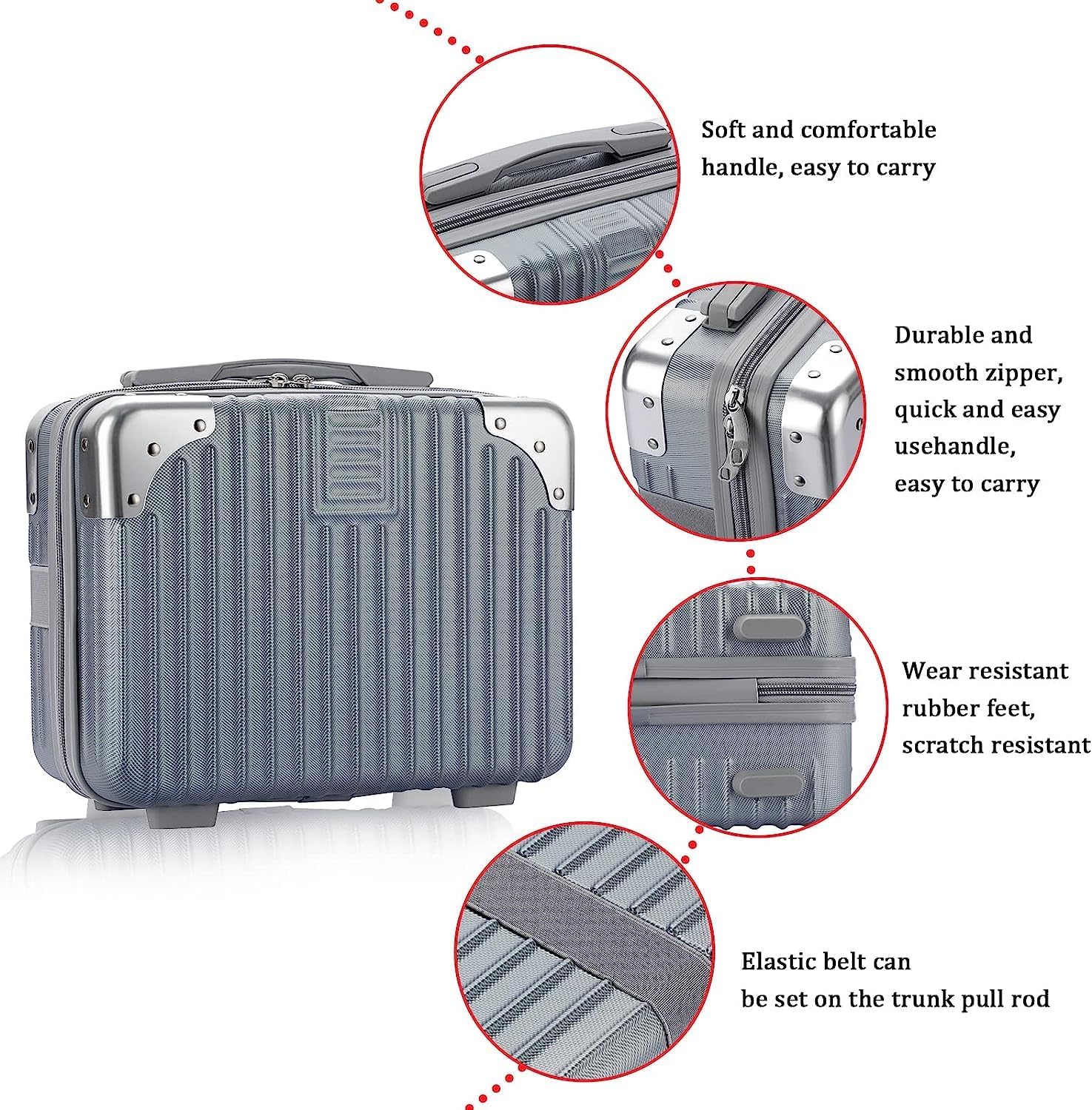 Portable Hard Shell Cosmetic Travel Case - Small Makeup Organizer with Elastic Bands, Mini ABS Carry On Luggage for Women | Perfect for Air Travel, Weekend Getaways & Daily Makeup Storage
