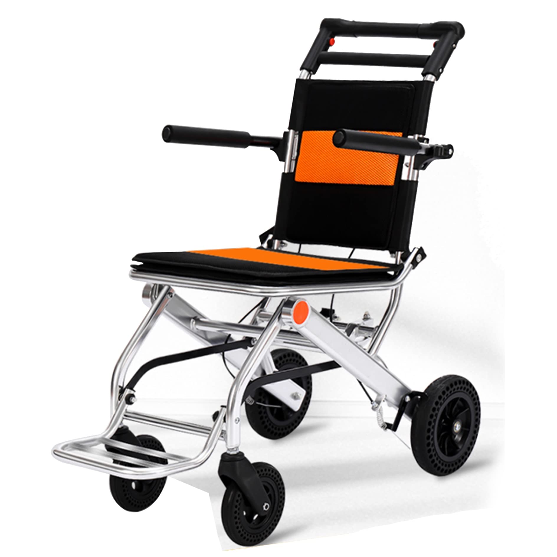 Lightweight Foldable Transport Wheelchair for Adults & Kids - Portable Ultralight Folding Wheelchair with Handbrakes, Aluminum Alloy Frame - Ideal for Elderly, Air Travel, and Daily Mobility