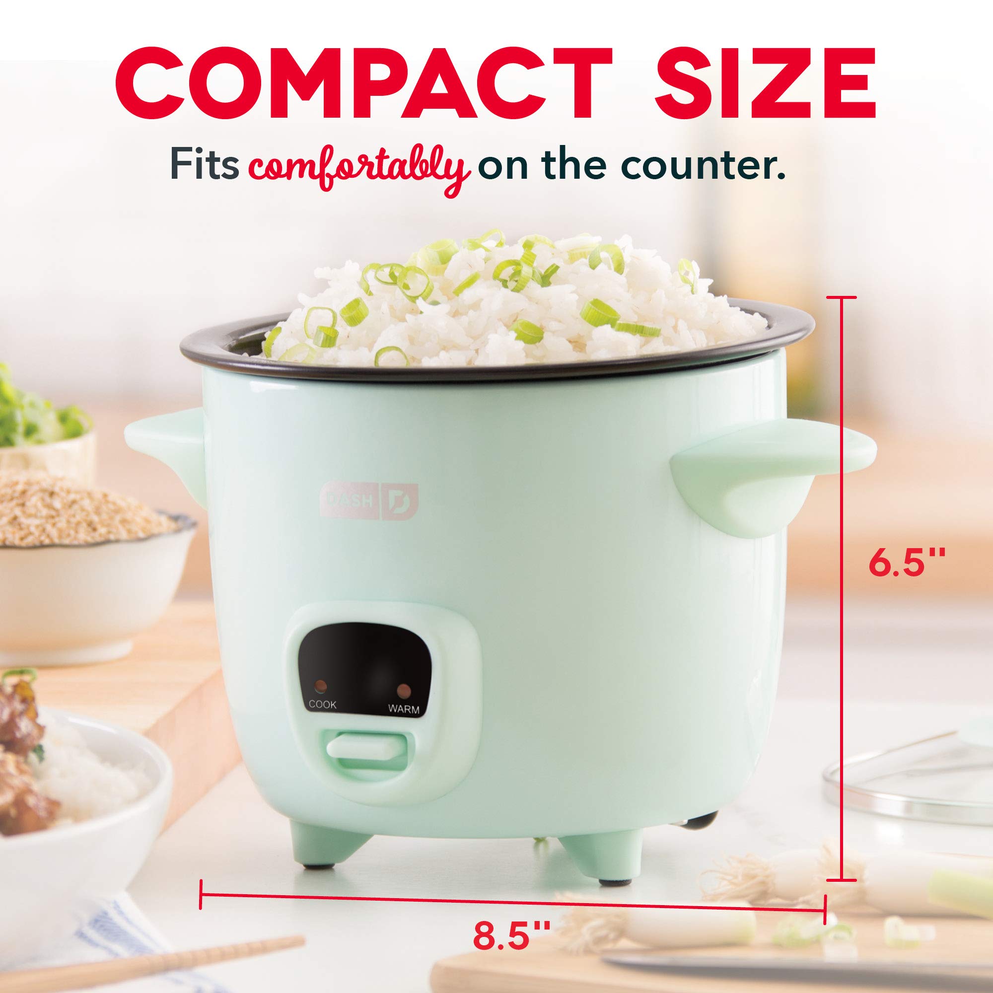 Dash DFAF455GBAQ01 6 Quart Deluxe Electric Air Fryer Oven Cooker with 6 Presets & Rapid Air Technology - Aqua | Mini Rice Cooker Steamer with Nonstick Pot & Keep Warm Function - Perfect for Healthy Cooking, Meal Prep & Small Kitchens