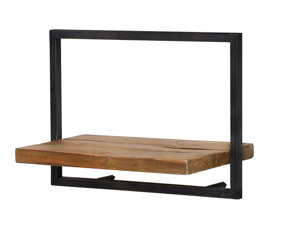 Bayan Teak Wood Metal Frame Wall Box III - Rustic Home Decor for Living Room, Bedroom & Office Storage