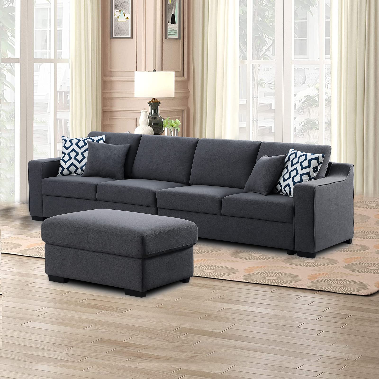 **Asunflower Modular Sectional Sofa Middle Piece - Extra Armless Fabric Couch for Customizable Living Room Set, Deep Grey - Perfect for Small Spaces, Apartments & Cozy Home Decor**