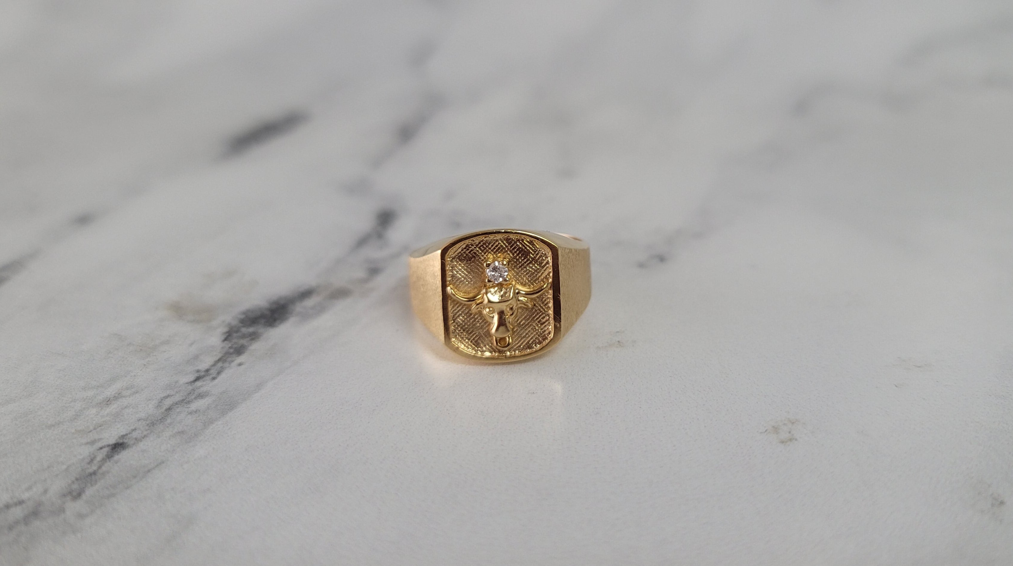 Longhorn Diamond Ring with Brushed Satin Finish - Elegant Western Jewelry for Women | Perfect for Cowgirl Fashion, Texas-Themed Events & Western Weddings