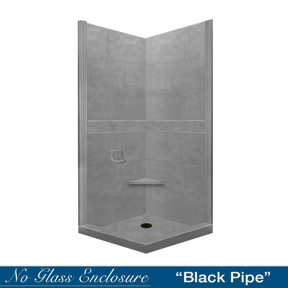 Pebble Wet Cement Corner Shower Enclosure Kit - Waterproof Bathroom Shower Panel System for Modern Home & Spa Renovation