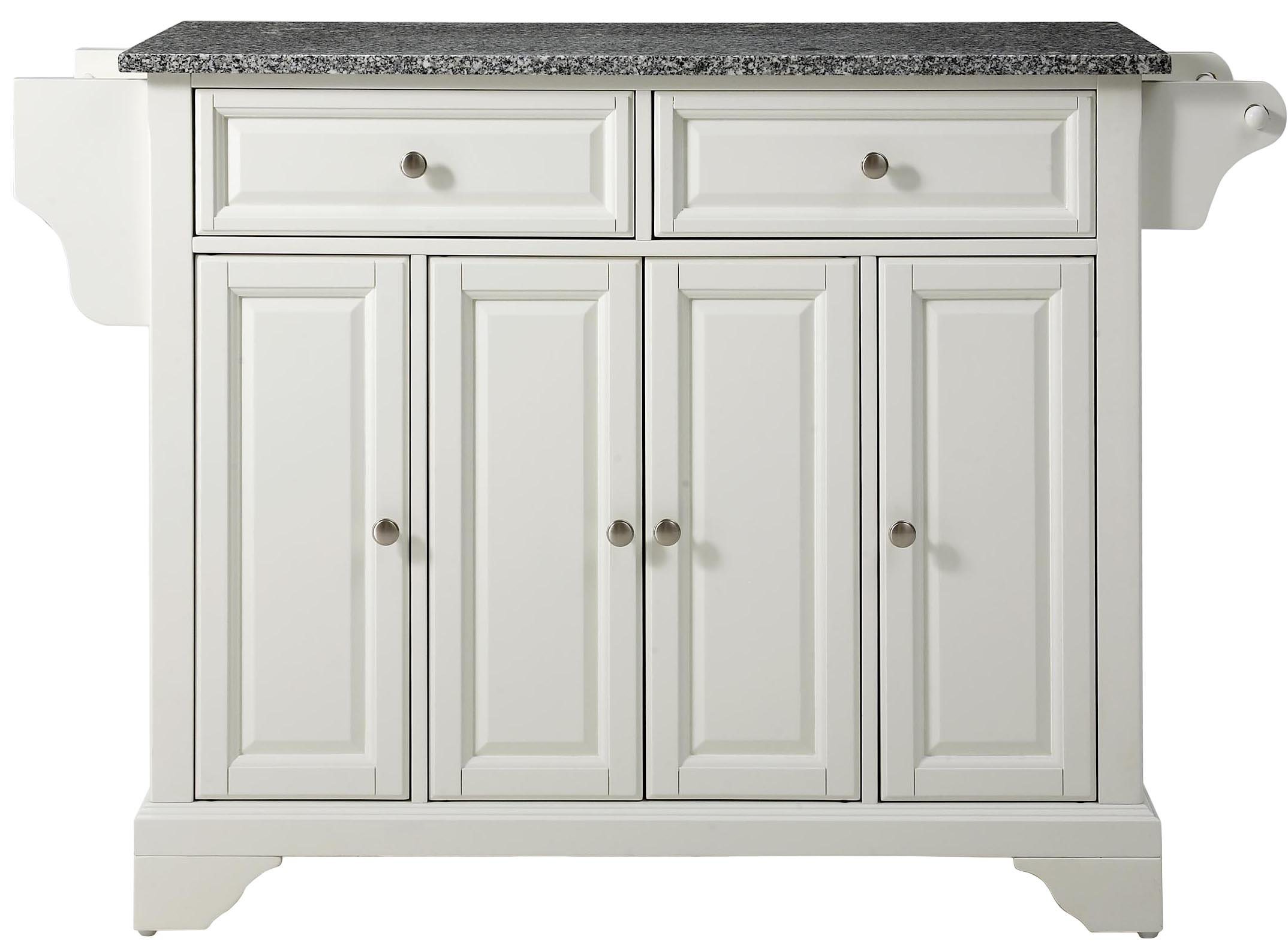 Crosley Lafayette Granite Top Rolling Kitchen Island Cart with Storage - Microwave Stand & Spice Rack, White | Perfect for Small Kitchens, Pantry Organization & Mobile Food Prep Station