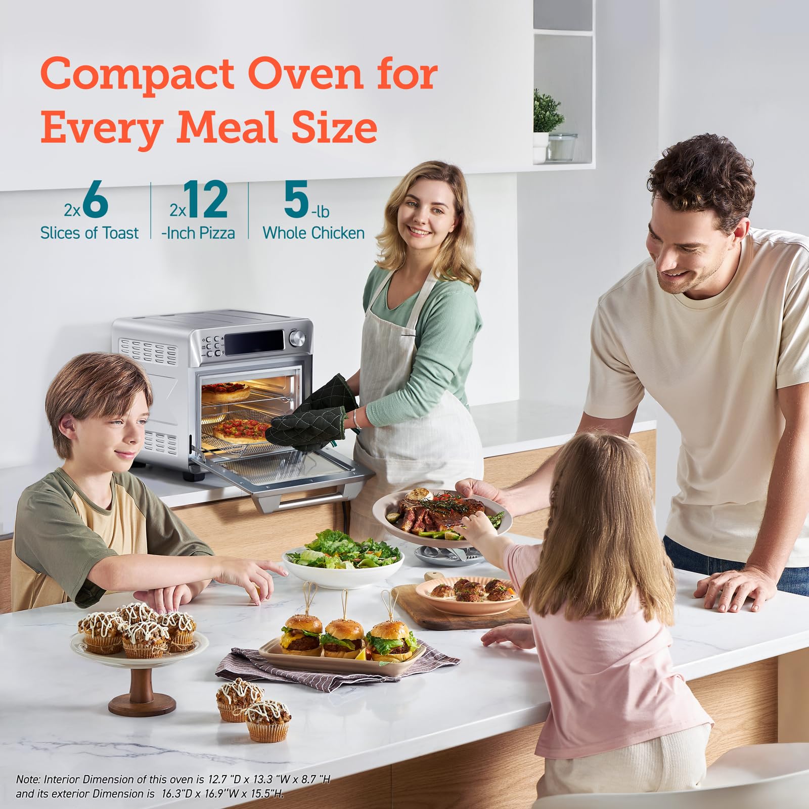 COSORI Smart 12-in-1 Air Fryer Toaster Oven Combo with Convection, 26QT Countertop Oven for Baking, Roasting, Reheating, Broiling & Dehydrating - Includes 75 Recipes & 3 Accessories, Stainless Steel - Perfect for Healthy Cooking, Meal Prep & Family Dinners