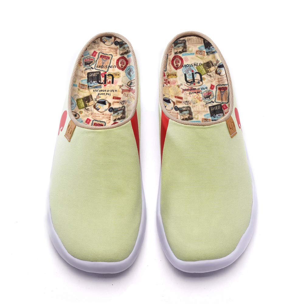 UIN Women's Slip On Mules - Comfortable Flat Lightweight Wide Toe Clogs - Casual Art Painted Travel Shoes (Malaga Series) - Perfect for Walking, Shopping & Vacation Outfits