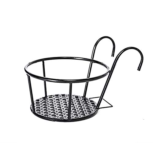 Haozhixin Iron Art Hanging Planters Basket - Decorative Flower Pot Holder for Patio, Balcony, Porch or Fence - Easy to Assemble - Perfect for Indoor/Outdoor Garden Decor