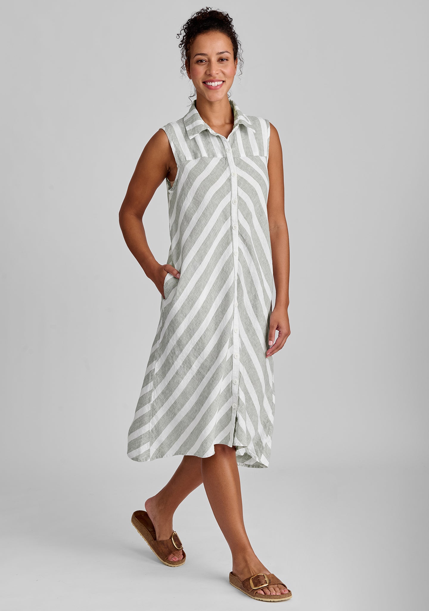 Skyline Linen Button Down Dress for Women - Breathable Summer Casual Dress with Pockets | Perfect for Beach, Office, and Date Night Outfits