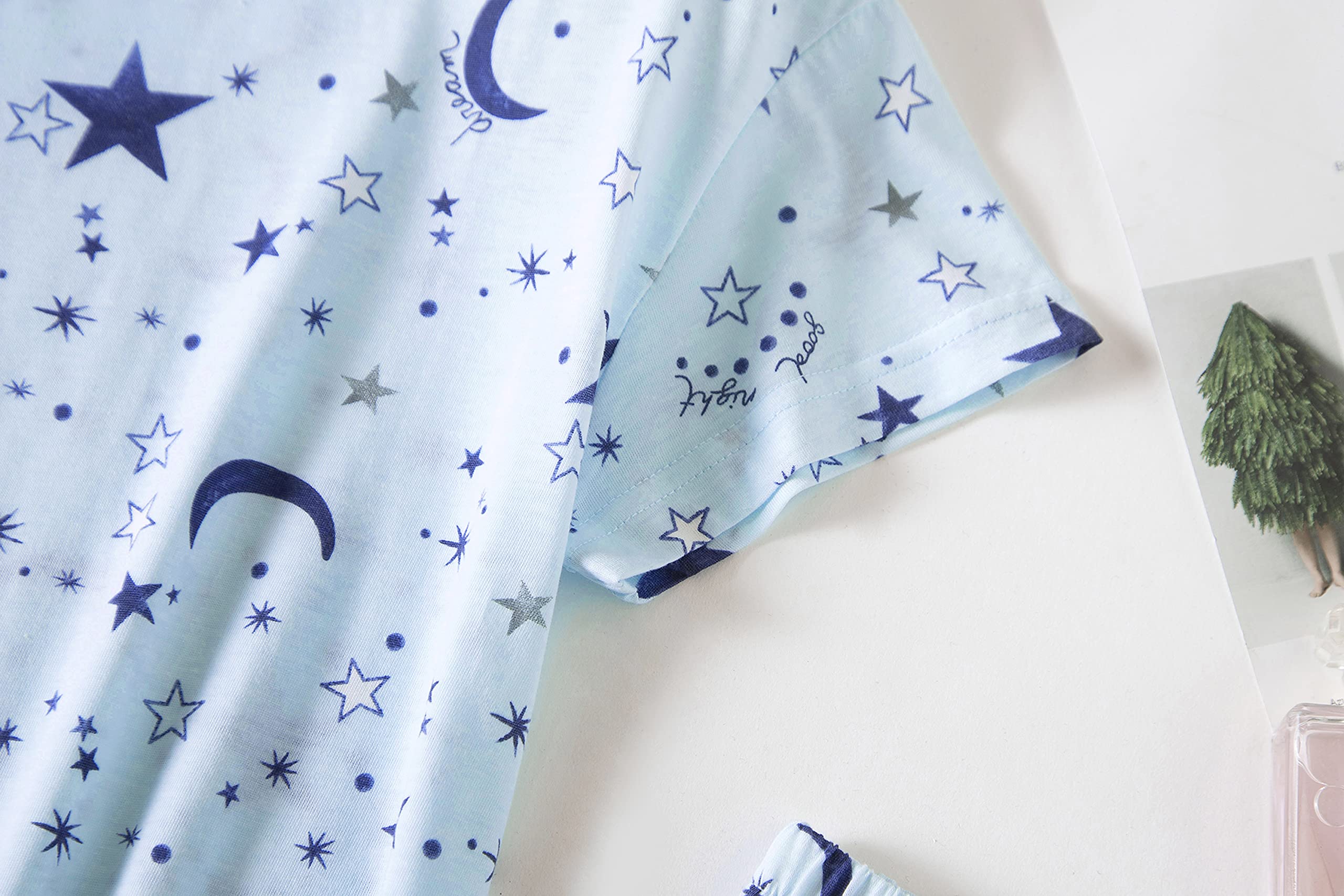 Inadays Women's Cotton Pajama Sets - Short Sleeve Top & Capri Pants 2-Piece Lounge Set | Soft Summer Sleepwear for Women | Perfect for Nighttime Comfort, Lounging & Vacation Wear