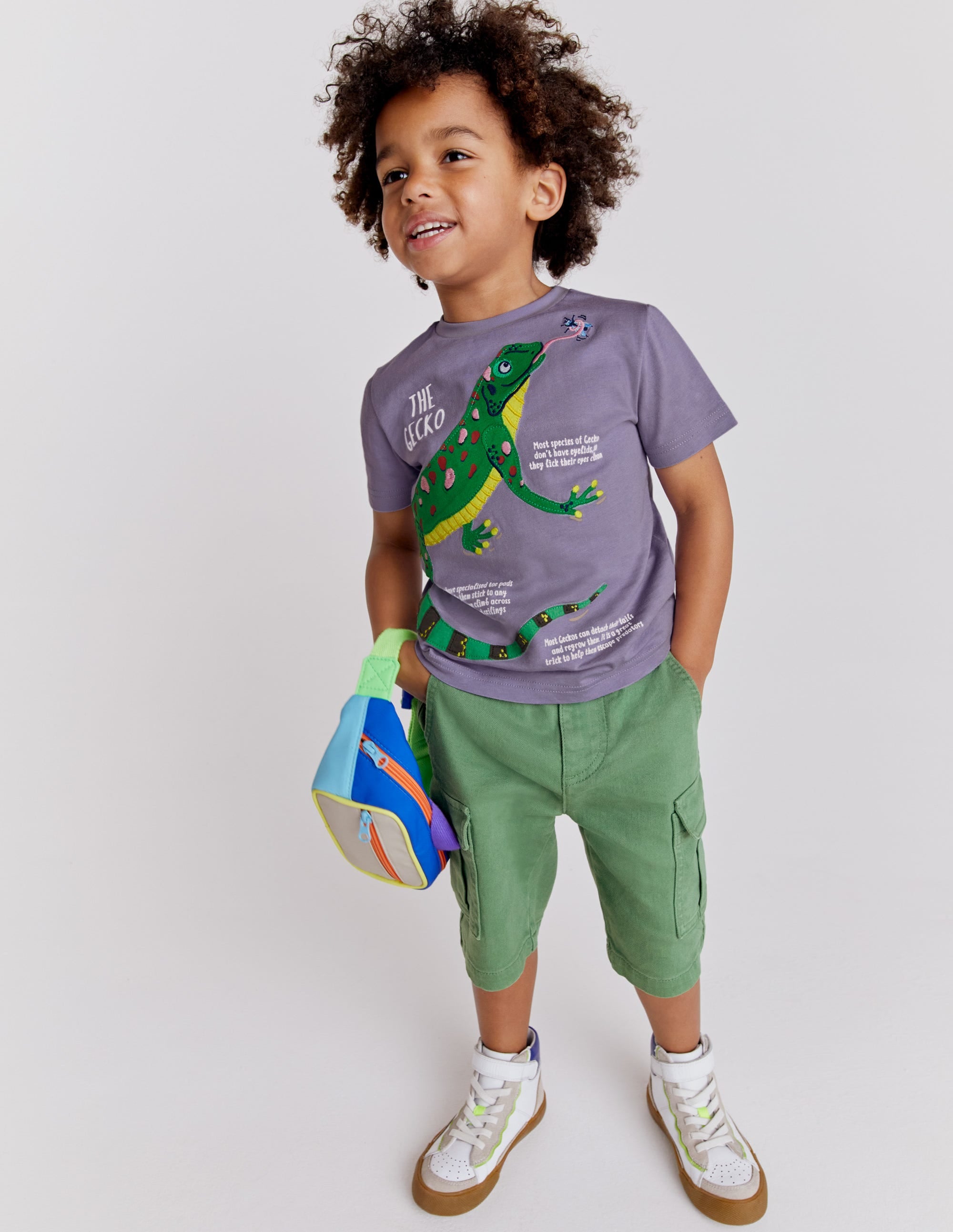 Fun Animal Facts T-Shirt - Misty Lavender Lizard Print Graphic Tee for Kids & Adults | Perfect for School, Casual Wear & Animal Lovers