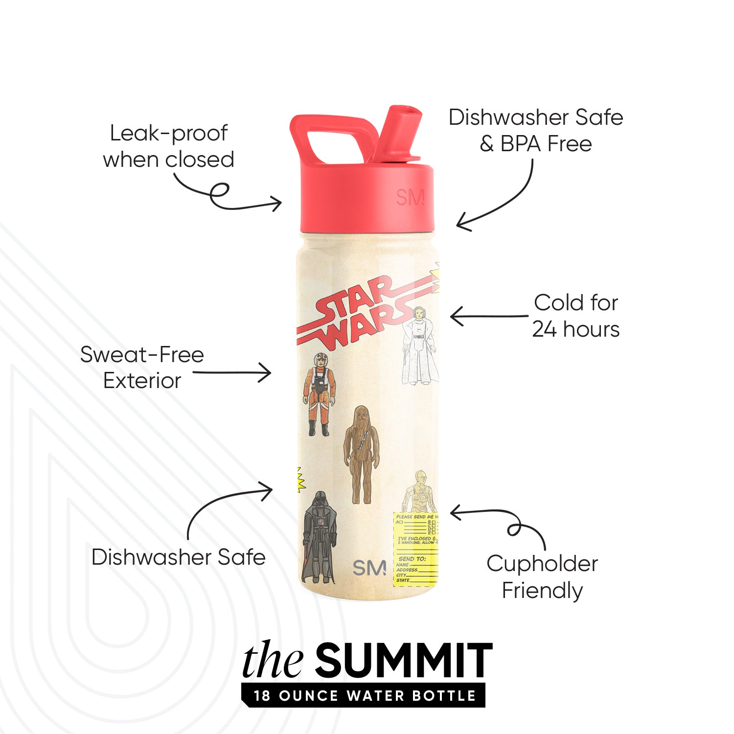 Summit Kids Water Bottle with Straw Lid - BPA Free, Leak Proof, Easy Carry for School, Sports & Outdoor Activities