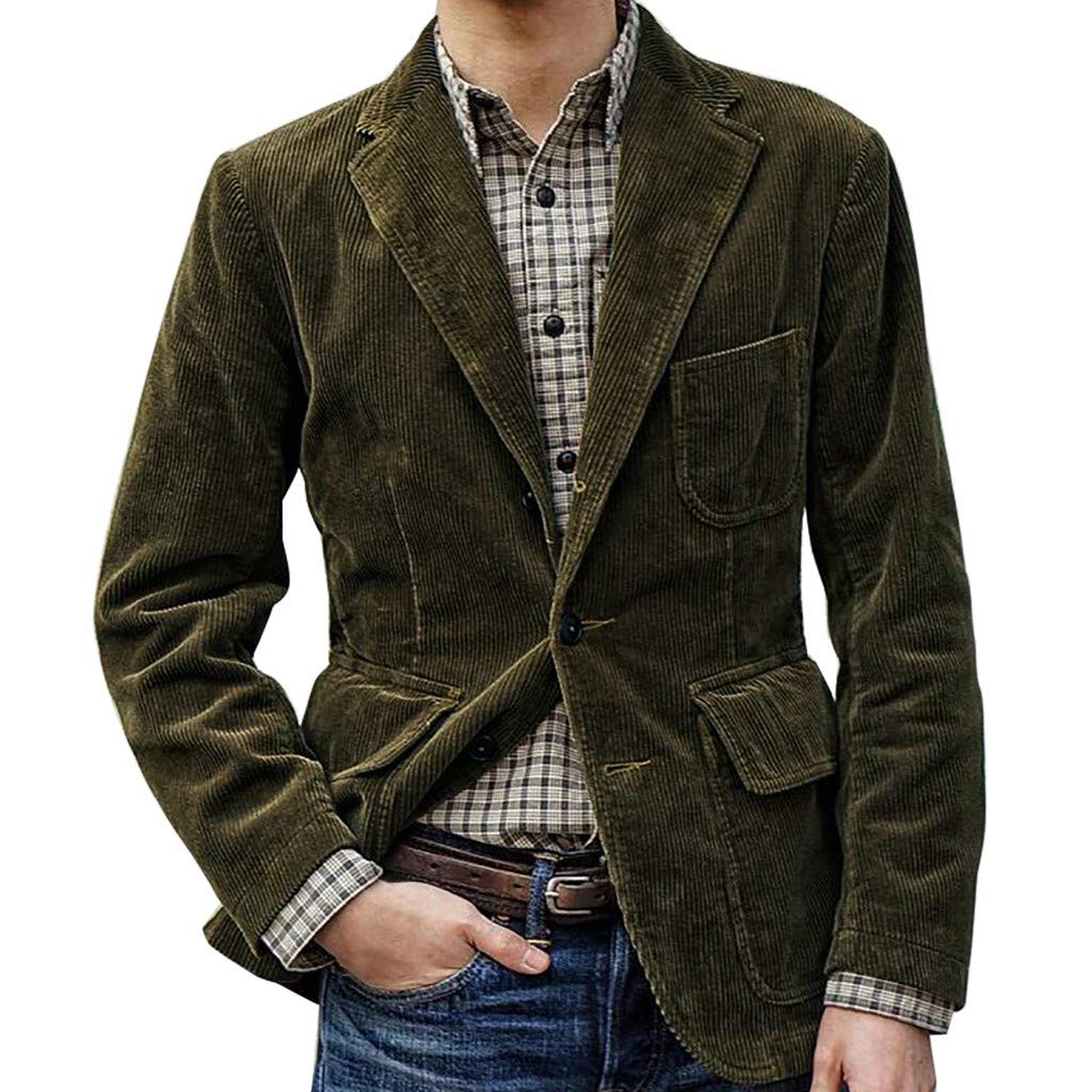 Men's Slim Fit Corduroy Blazer - Single Breasted Suit Jacket for Wedding, Dinner & Business Casual | Vintage Velvet Dress Coat | Perfect for Office, Date Night & Formal Events