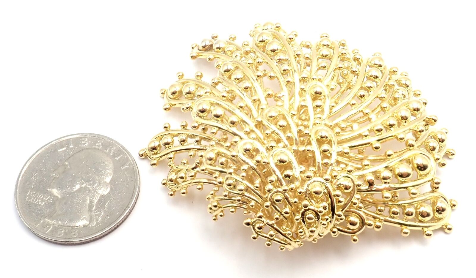 Authentic David Webb 18k Yellow Gold Large Brooch Pin - Vintage Luxury Jewelry for Women - Perfect for Special Occasions & Gift Giving