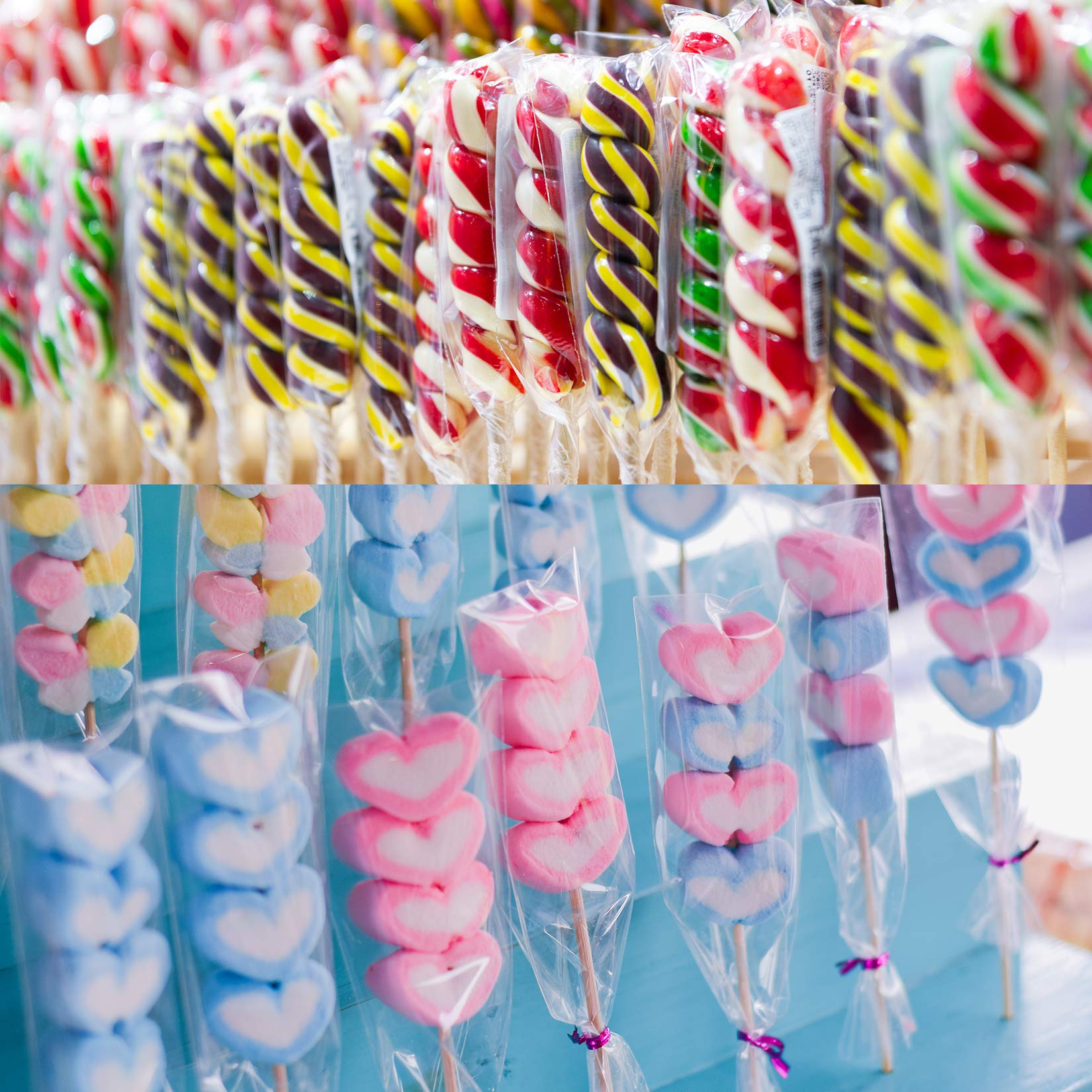 Morepack 200 Count Pretzel Rod Bags - 2x10 Inch Individual Stick Bags with Twist Ties | Perfect for Party Favors, School Snacks & Candy Buffets