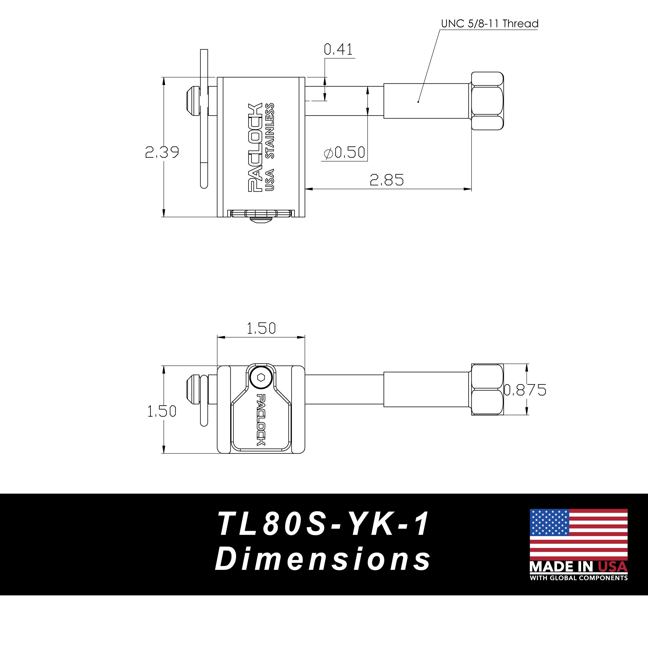PACLOCK TL80S-YK-1 High Security Stainless Steel Hitch Lock - 6-Pin Cylinder, Compatible with Yakima Bike Racks, BAA Compliant (Keyed to #26537 with 2 Keys) - Perfect for Securing Bikes, Cargo Carriers and Outdoor Equipment During Travel & Storage
