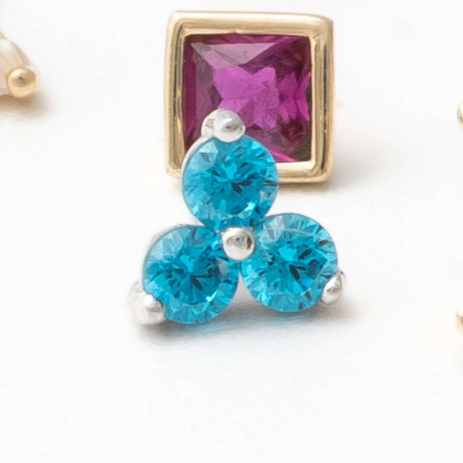 14K White Gold Aquamarine Trinity Cluster Stud Earrings for Women – Elegant Jewelry for Weddings, Parties & Special Occasions
