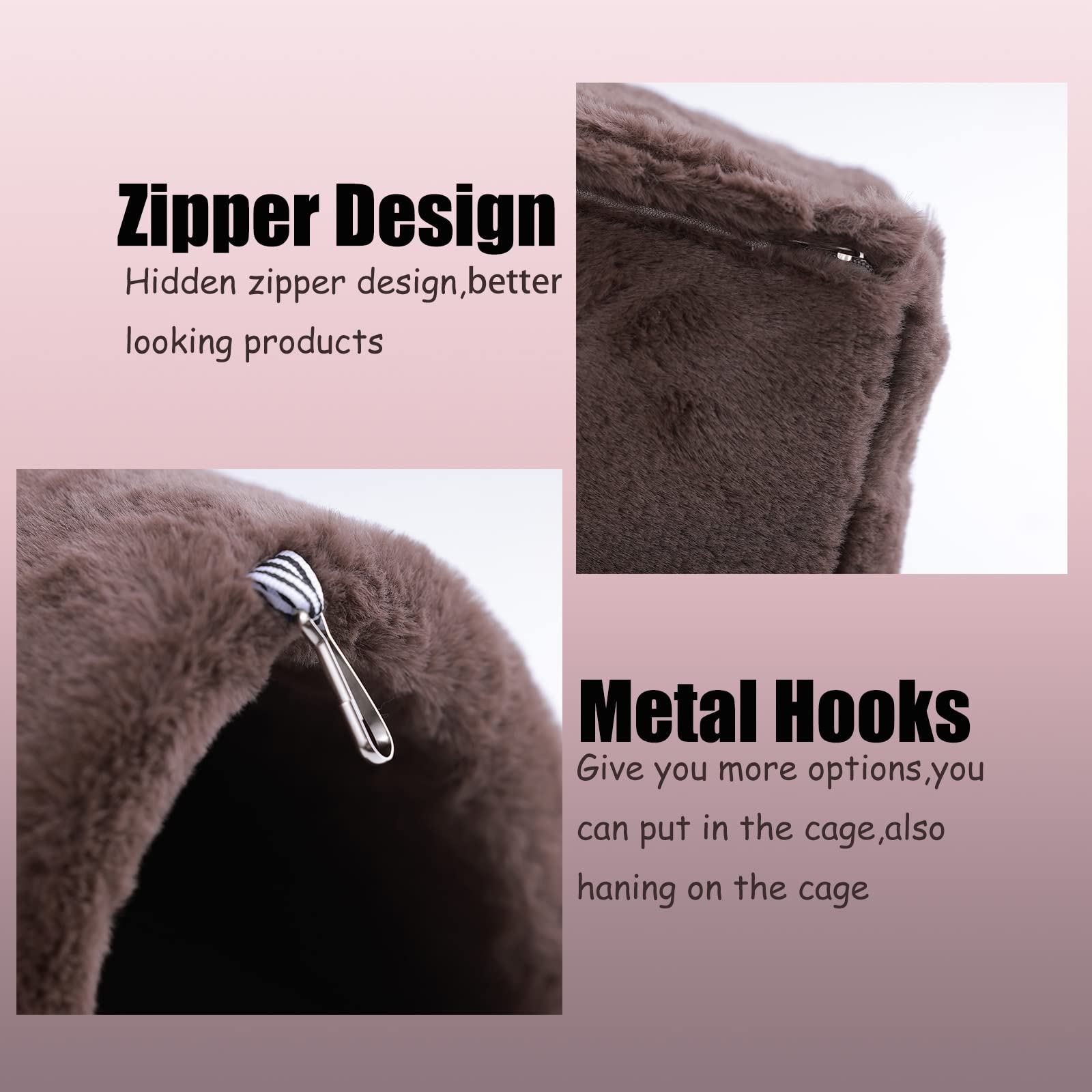Ferret Hammock Bed for Small Animals - Cozy Cage Accessory for Guinea Pigs, Chinchillas, Hedgehogs & Sugar Gliders (Large, Brown) - Perfect for Cages, Playpens & Indoor Pet Lounging