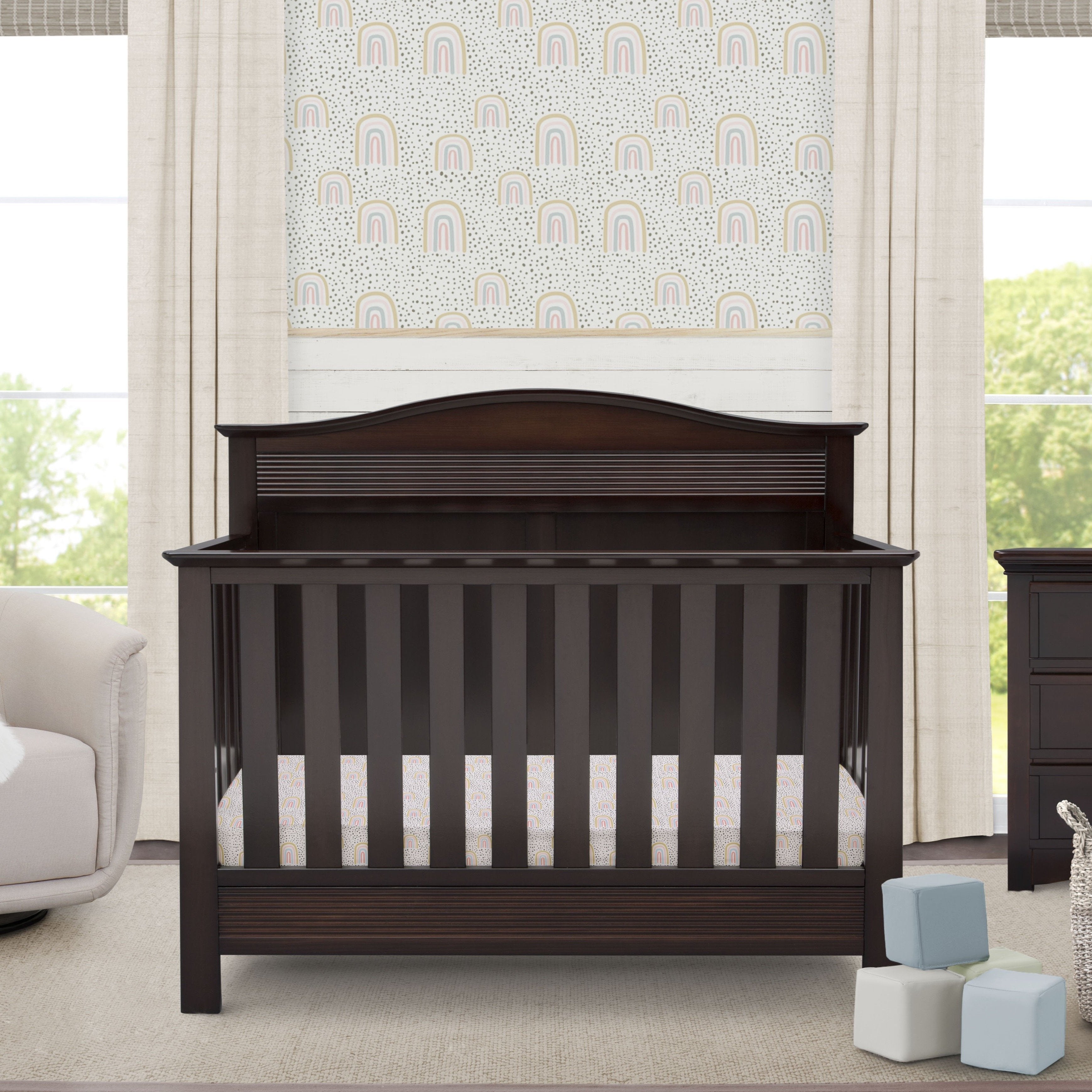 Barrett 4-in-1 Convertible Baby Crib - White Nursery Furniture for Newborn to Toddler | Perfect for Modern Nursery, Bedroom & Daycare