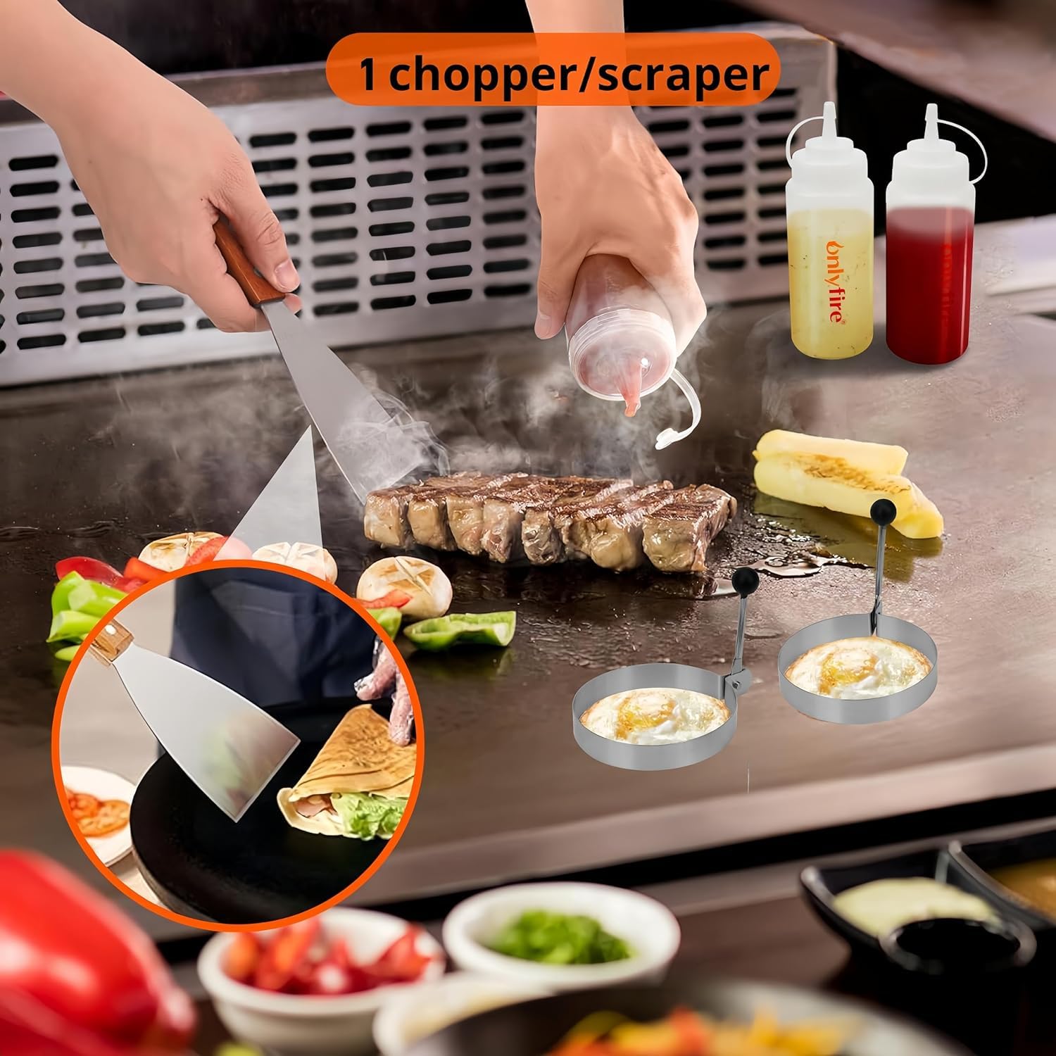 OnlyFire 9-Piece Griddle Accessories Kit for Blackstone & Camp Chef - Includes 12