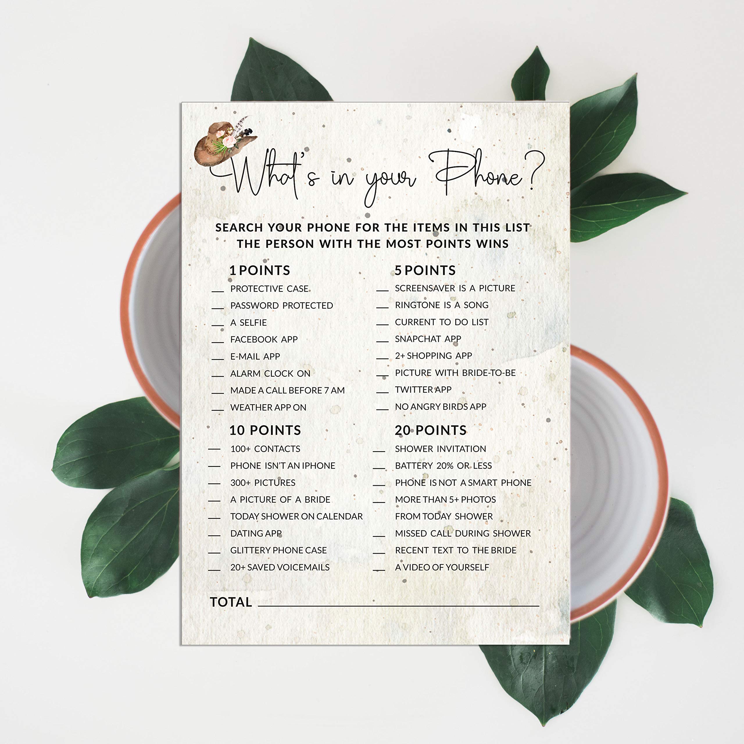 50-Pack Cowgirl What's on Your Phone Game Cards - Fun Bridal Shower, Wedding Shower & Bachelorette Party Activity - Perfect for Western Theme Celebrations