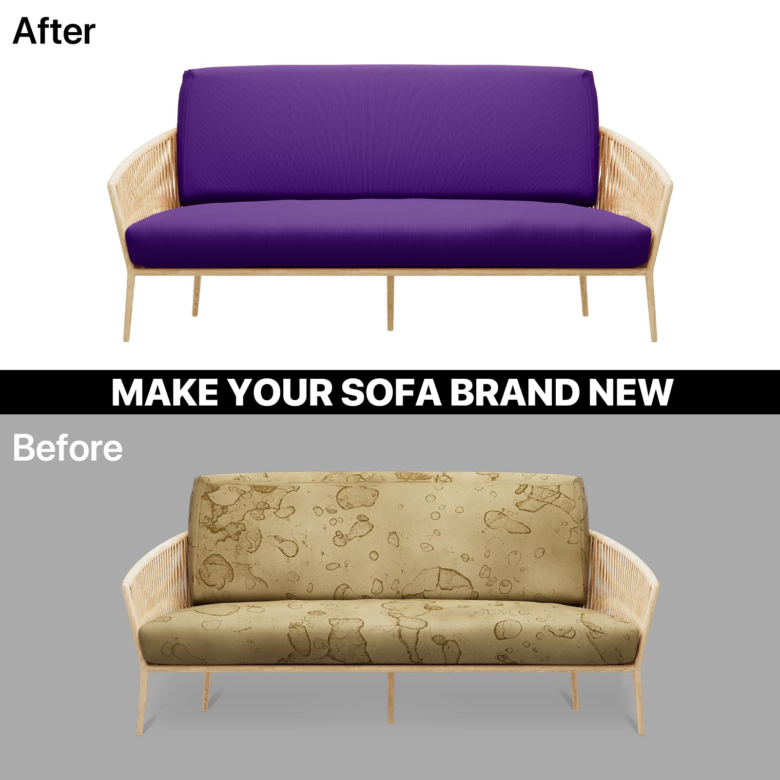 MoNiBloom Twin Stretch Futon Slipcover - Washable Zippered Armless Sofa Cover for Adults, Kids & Pets - Furniture Protector for Jackknife RV Sofas (Purple) | Perfect for Living Rooms, Dorms and Campers