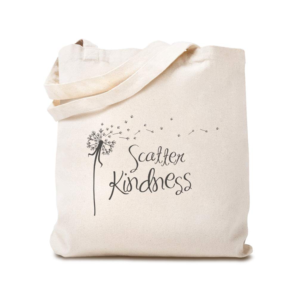 Custom Canvas Tote Bag - Inspirational 'Scatter Kindness' Reusable Shopping Bag for Women - Perfect for Beach, Grocery & Everyday Use
