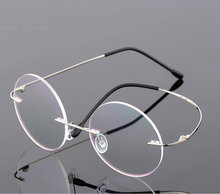 Steve Jobs Gandhi Harry Potter Style Foldable Ultra Light Blue Light Blocking Computer Glasses - Round Rimless Eyewear for Men & Women - Perfect for Office, Gaming & Screen Use