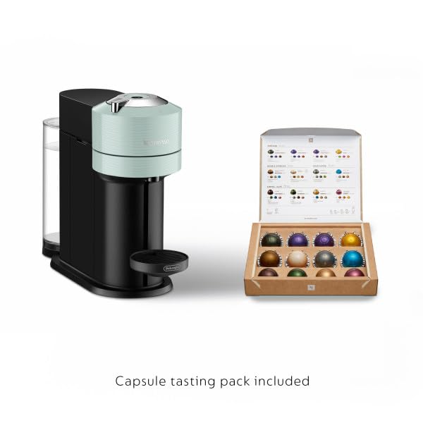DeLonghi Nespresso Vertuo Next Coffee and Espresso Machine - Jade, Single-Serve Pod Brewer for Home & Office, Perfect for Espresso, Coffee & Latte Drinks
