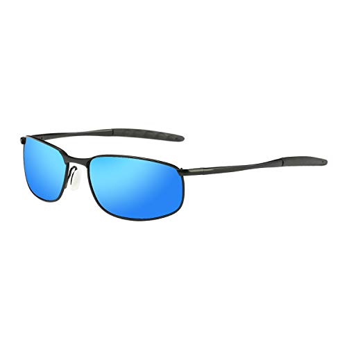 Black Frame Blue Mirrored Lens