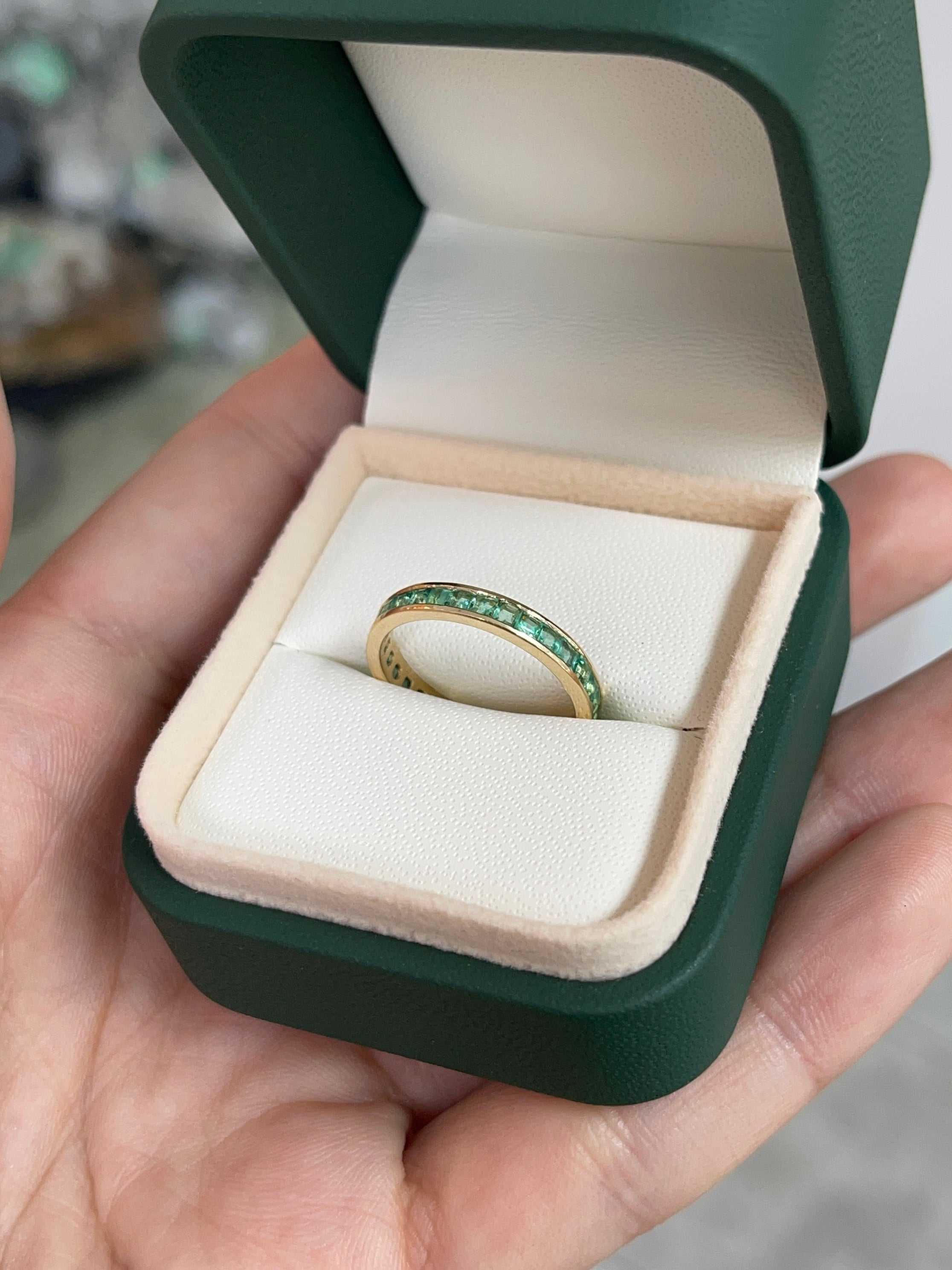 1.44tcw Princess Cut Emerald Channel Set Eternity Band Ring - 14K White Gold Size 7 - Elegant Wedding Band, Anniversary Gift for Her, Perfect for Bridal Jewelry & Special Occasions