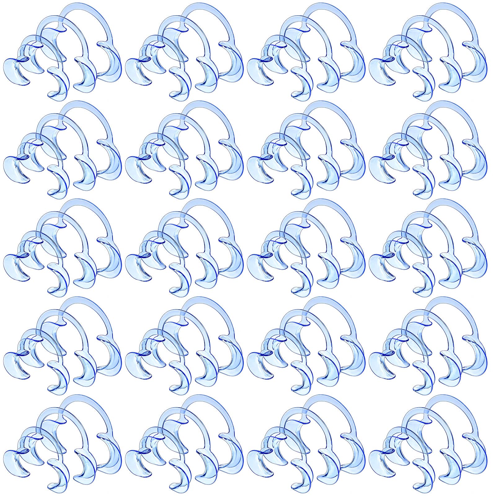 Newwiee 60 Pack Dental Cheek Lip Retractors - Blue C-Shaped Mouth Retractors with 3 Teeth Whitening Shade Guides for Dental Photography, Teeth Whitening & Cosmetic Dentistry Procedures