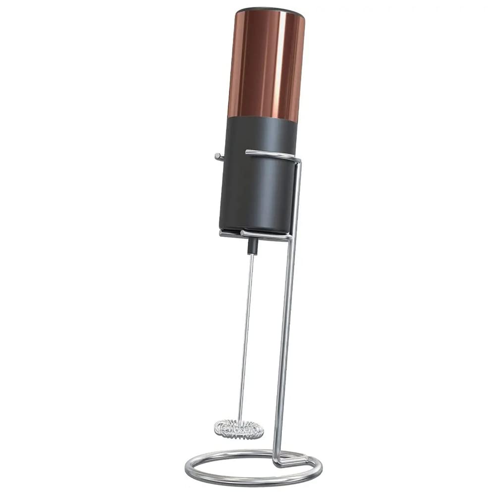Tsadeer Electric Stainless Steel Milk Frother - Handheld Foam Maker for Coffee, Hot Chocolate & Matcha - Bronze Gold Drink Mixer for Lattes, Cappuccinos & Smoothies - Perfect for Home, Office & Cafe Use